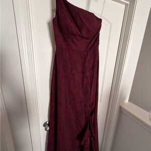 Azazie One-Shoulder Dress in Deep Burgundy